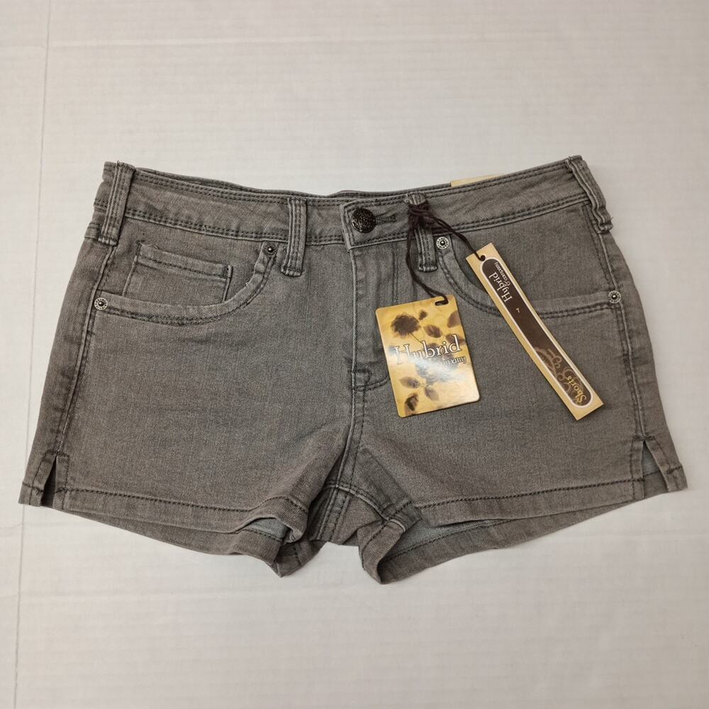 Hybrid & Company Denim Shorts Women's Size 7 Gray Stretch 2" Ins Shaping Pockets